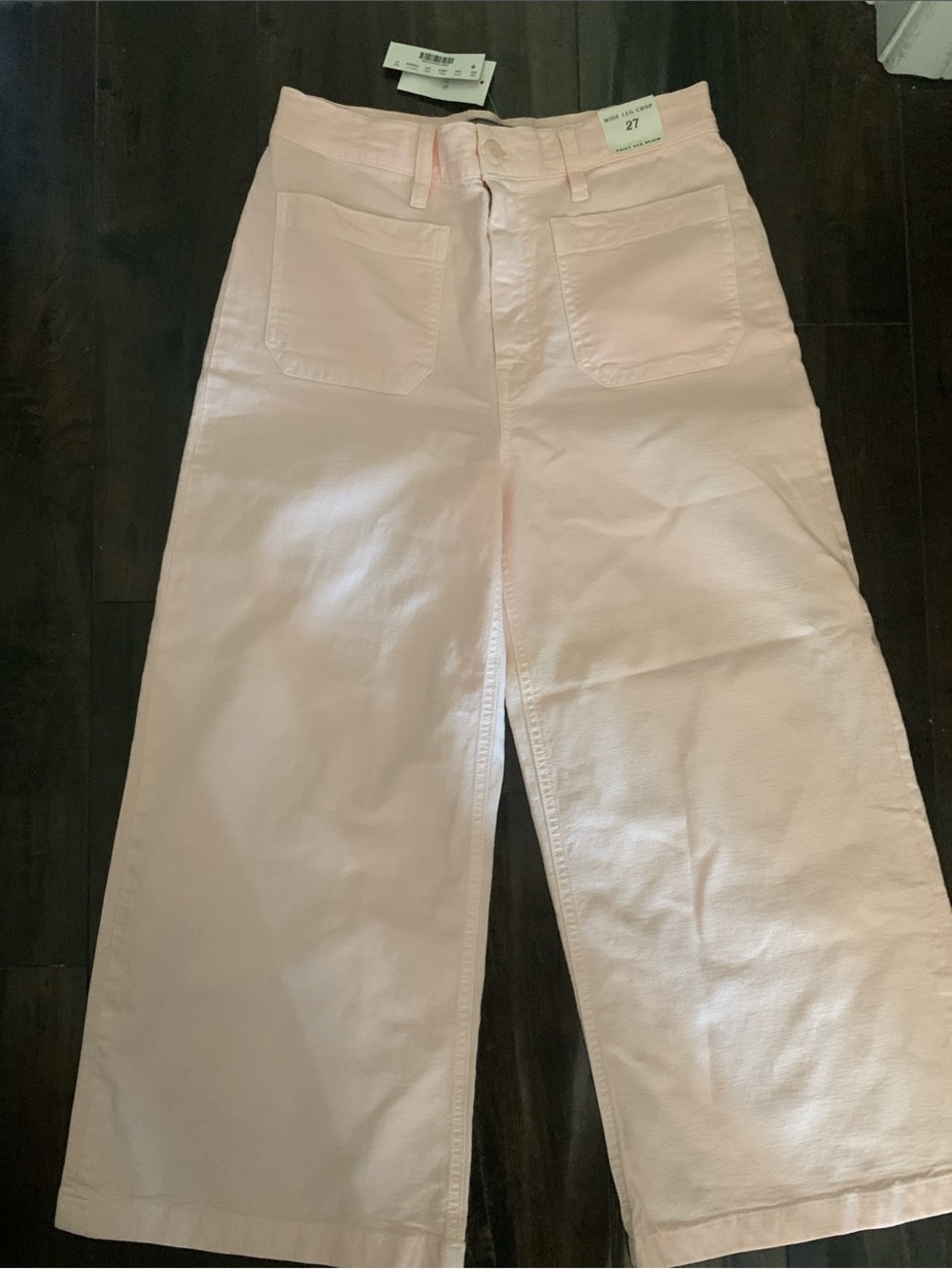 Women's J. Crew Point Sur Wide-Leg Pastel Pink Cropped Chinos Sz 27 NEW